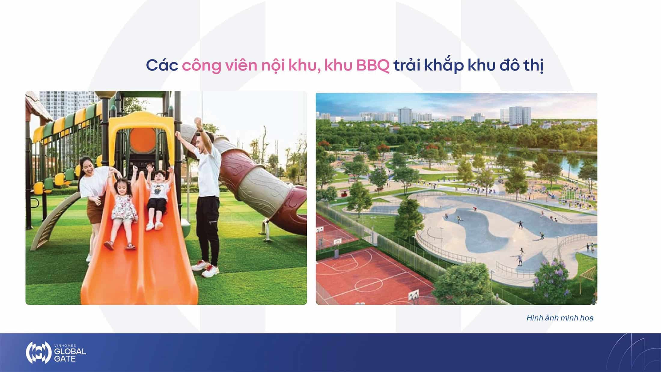 Các công viên nội khu, khu BBQ trải khắp khu đô thị Vinhomes Global Gate. Các công viên nội khu, khu BBQ trải khắp khu đô thị Vinhomes The Gallery.