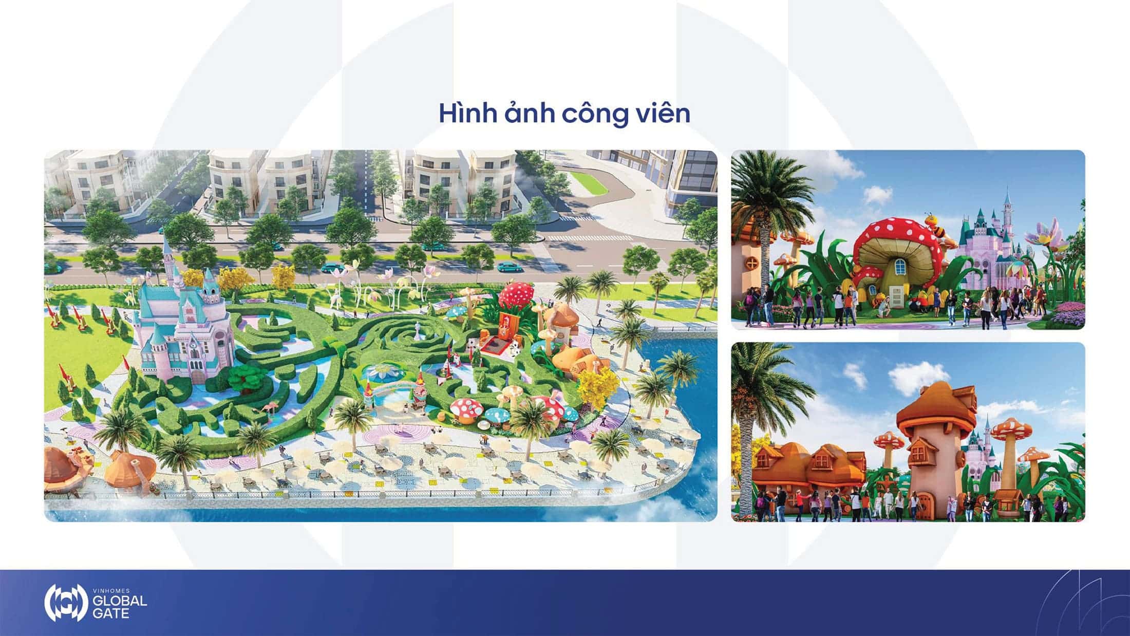 Phối cảnh Công viên chuyên đề giành cho trẻ em tại Vinhomes Global Gate. Phối cảnh Công viên chuyên đề giành cho trẻ em tại Vinhomes The Gallery.