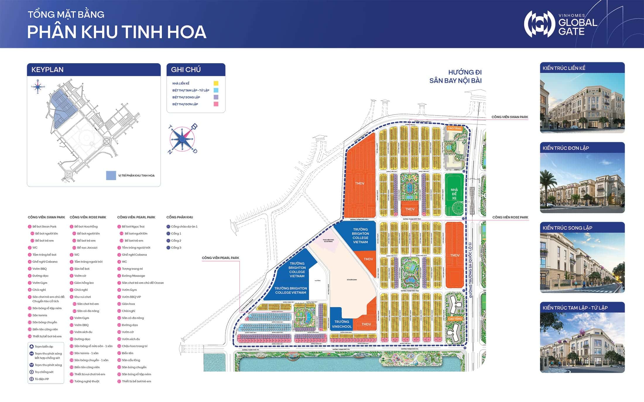 Tổng mặt bằng phân khu Tinh Hoa thuộc dự án Vinhomes Global Gate Cổ Loa. Tổng mặt bằng phân khu Tinh Hoa thuộc dự án Vinhomes The Gallery Giảng Võ.